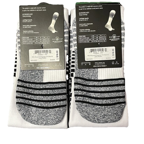 Adidas Team Speed 3 Soccer Socks 2-Pack White/Black Size M Over the Calf NWT - Picture 2 of 8